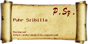 Puhr Szibilla névjegykártya